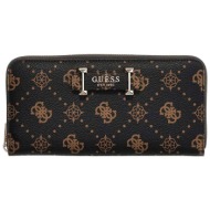 guess γυναικείo πορτοφόλι με all-over logo print `carrie` - swgp9898146 καφέ σκούρο