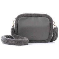 folli follie γυναικεία τσάντα crossbody `furry tales` - cb24c017gda γκρι