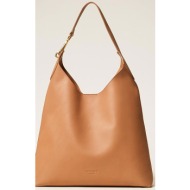 twinset γυναικεία δερμάτινη τσάντα ώμου hobo - 261tb7131 ταμπά