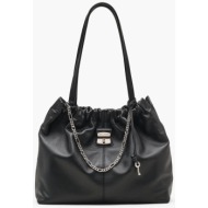 marc jacobs γυναικεία τσάντα ώμου με μεταλλικό λογότυπο `the cristina tote` - 2f5htt024h01 μαύρο