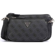 guess γυναικεία τσάντα ώμου/crossbody με all-over logo print `noelle ii` - hwbg9672710 ανθρακί