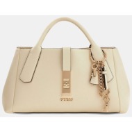 guess γυναικεία τσάντα χειρός με μεταλλικό λογότυπο `brooke charm` - hwbg9897060 υπόλευκο