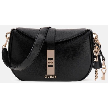 guess γυναικεία τσάντα ώμου με μεταλλικό λογότυπο `brooke