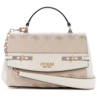 guess γυναικεία τσάντα χειρός με all-over logo print `melinda` - hwjp9902200 εκρού