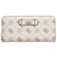guess γυναικείo πορτοφόλι με all-over logo print `carrie` - swgp9898146 κρέμ