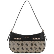 guess γυναικεία τσάντα ώμου με all-over logo print `melinda` - hwjp9902170 μαύρο