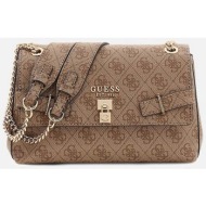 guess γυναικεία τσάντα crossbody με μεταλλικό λογότυπο και all-over logo print `yesba convertible` -