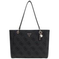 guess γυναικεία τσάντα tote με all-over logo print `noelle ii` - hwso9672250 ανθρακί
