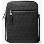 michael kors ανδρικό τσαντάκι crossbody με all-over monogram print `varick` - 33f9lvac6u μαύρο