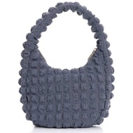 folli follie γυναικεία τσάντα καπιτονέ hobo `hype me up` - ho24f004gda γκρι