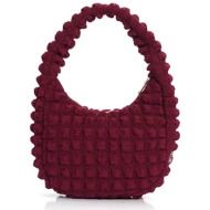 folli follie γυναικεία τσάντα καπιτονέ hobo `hype me up` - ho24f004gx μπορντό