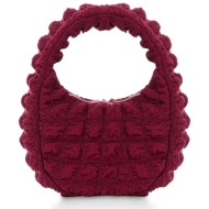 folli follie γυναικεία τσάντα καπιτονέ hobo `hype me up` - ho24f005gx μπορντό