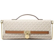 michael kors γυναικείο clutch με all-over monogram - 30r6ghmc8b εκρού