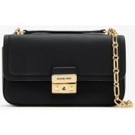 michael kors γυναικεία δερμάτινη τσάντα ώμου `tribeca` - 30r6g2rl5l μαύρο