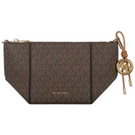 michael kors γυναικεία τσάντα crossbody με all-over monogram και μεταλλικό λογότυπο - 32r6g9jc1b καφ