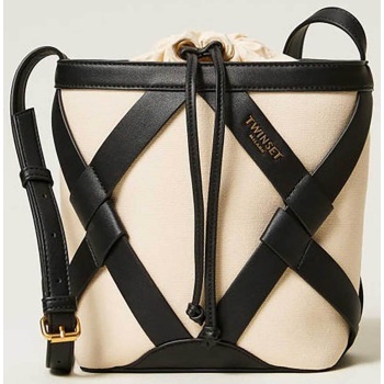 twinset γυναικεία τσάντα canvas bucket - 261tb7270 εκρού