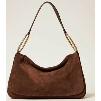 twinset γυναικεία suede τσάντα ώμου `liliane large` 