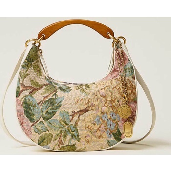 twinset γυναικεία τσάντα χειρός jacquard με ξύλινη λαβή