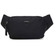 guess ανδρικό τσαντάκι μέσης με τριγωνικό λογότυπο - m4bz24wgjp2 μαύρο