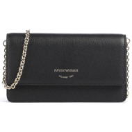 emporio armani γυναικείο δερμάτινο mini bag crossbody με λογότυπο - ew003036af19568 μαύρο
