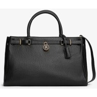 tommy hilfiger γυναικεία τσάντα tote με μεταλλικό μονόγραμμα `american icon` - aw0aw17925 μαύρο