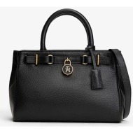 tommy hilfiger γυναικεία τσάντα tote με μεταλλικό μονόγραμμα `american icon` - aw0aw17926 μαύρο