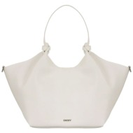 dkny γυναικεία τσάντα shopper με μεταλλικό logo `paula medium` - r42bae49 υπόλευκο
