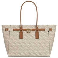 michael kors γυναικεία τσάντα tote με all-over monogram `hamilton large` - 30f5gnxt3b εκρού
