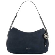 michael kors γυναικεία nubuck τσάντα hobo με μεταλλικό λογότυπο `nolita` - 30f5sy5m2l σκούρο μπλε