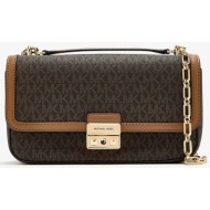 michael kors γυναικεία τσάντα ώμου με all-over monogram `tribeca` - 30r5g2rl7b καφέ