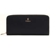 furla γυναικείο δερμάτινο πορτοφόλι μονόχρωμο `camelia zip around l` - wp00313-are000 μαύρο