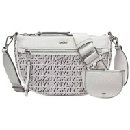dkny γυναικεία τσάντα crossbody με all-over logo print `zoie` - r41e5d01 υπόλευκο