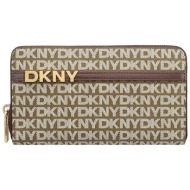 dkny γυναικείο πορτοφόλι με all-over logo print `avril` - r5215m28 καφέ