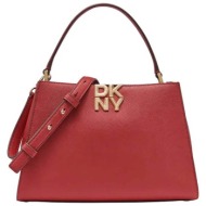 dkny γυναικεία τσάντα χειρός με μεταλλικό λογότυπο `foster` - r52d1l92 κόκκινο