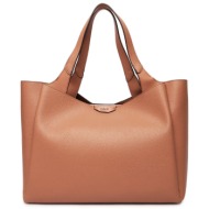 dkny γυναικεία τσάντα tote με μεταλικό λογότυπο `willa` - r43ayg32 καμηλό