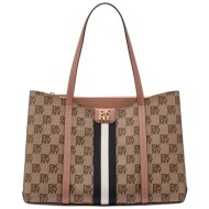 dkny γυναικεία τσάντα tote με all-over logo print `nuri` - r53a6m10 καφέ