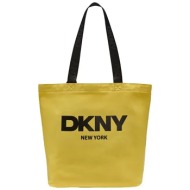 dkny γυναικεία τσάντα tote με logo print `izzy` - r53agn37 κίτρινο