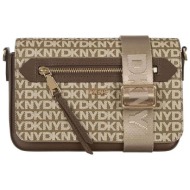 dkny γυναικεία τσάντα crossbody με all-over logo print `bryant ave` - r42eye21 καφέ