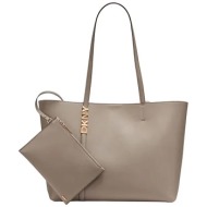 dkny γυναικεία δερμάτινη τσάντα χειρός μονόχρωμη `avril` - r52akg54 γκρι