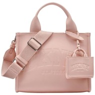 dkny γυναικεία τσάντα ώμου με ανάγλυφο λογότυπο `hadlee` - r53aac80 μπεζ