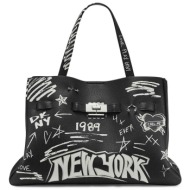 dkny γυναικεία τσάντα χειρός με lettering `bryar` - r54ddk43 μαύρο