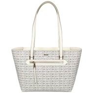 dkny γυναικεία τσάντα ώμου με all-over logo `bryant` - r42aye20 λευκό