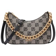 dkny γυναικεία τσάντα crossbody με all-over logo print `jenna` - r53e6i10 μαύρο