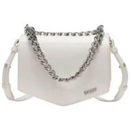 dkny γυναικεία τσάντα crossbody με μεταλλικό λογότυπο `riona` - r54edo11 λευκό
