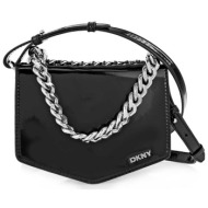 dkny γυναικεία τσάντα crossbody με μεταλλικό λογότυπο `riona` - r54edo11 μαύρο