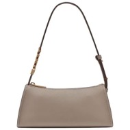 dkny γυναικεία δερμάτινη τσάντα ώμου `avril` - r433yg57 γκρι