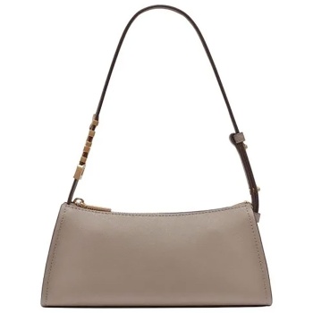 dkny γυναικεία δερμάτινη τσάντα ώμου `avril` - r433yg57 γκρι