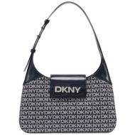 dkny γυναικεία τσάντα ώμου με all-over λογότυπο `avril` - r5235l20 σκούρο μπλε