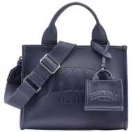 dkny γυναικεία τσάντα ώμου με ανάγλυφο λογότυπο `hadlee` - r53aac80 μπλε σκούρο