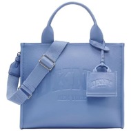 dkny γυναικεία τσάντα χειρός με ανάγλυφο λογότυπο `hadlee` - r53aar57 μπλε